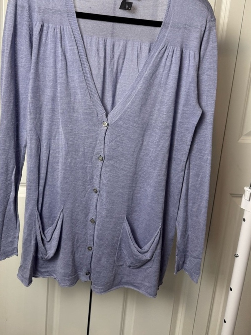 Light Lavender Button-Front Women's Cardigan Sweater